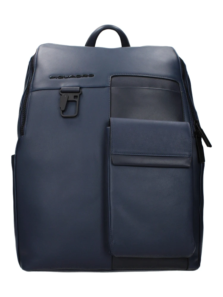 Blue Leather Backpack