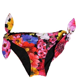 Black Floral Print Swimsuit Bikini Bottom Swimwear