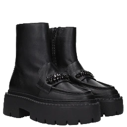 Black Leather Ankle Boots