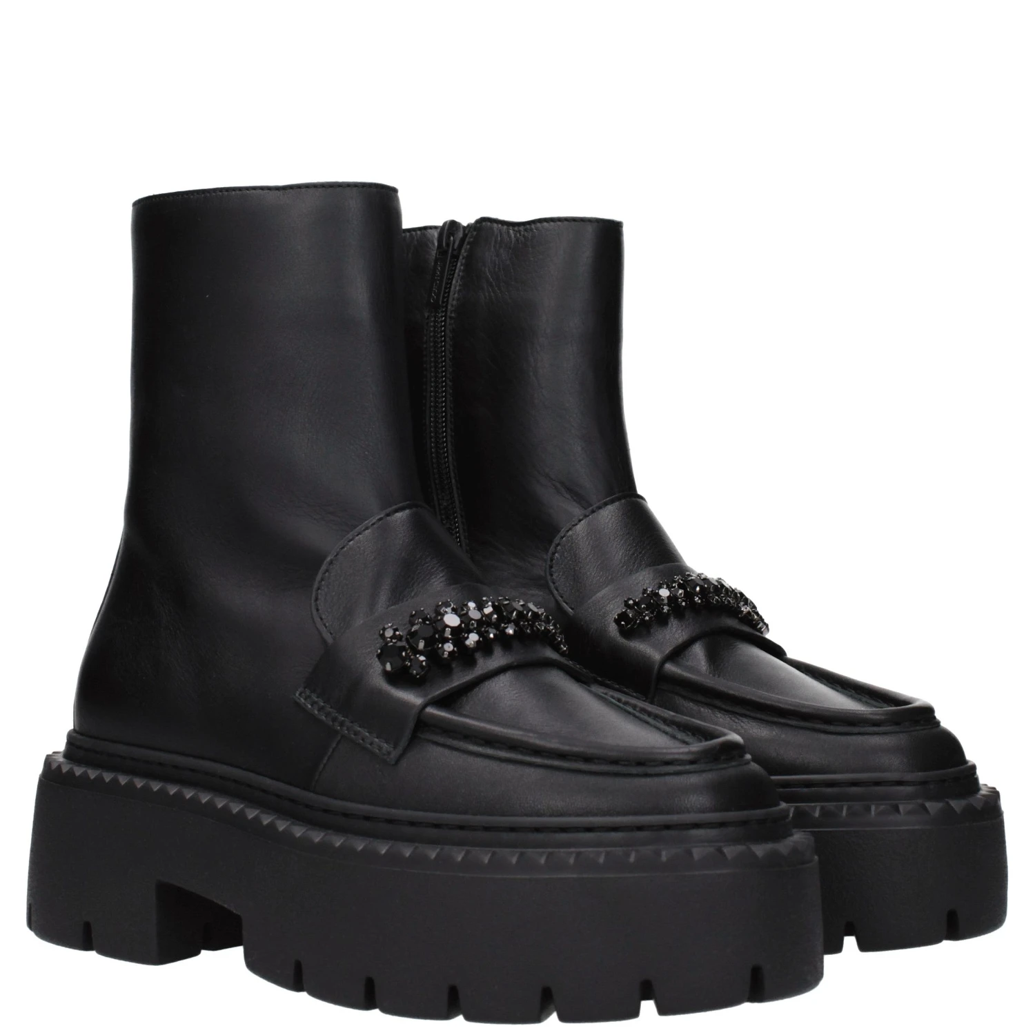 Black Leather Ankle Boots