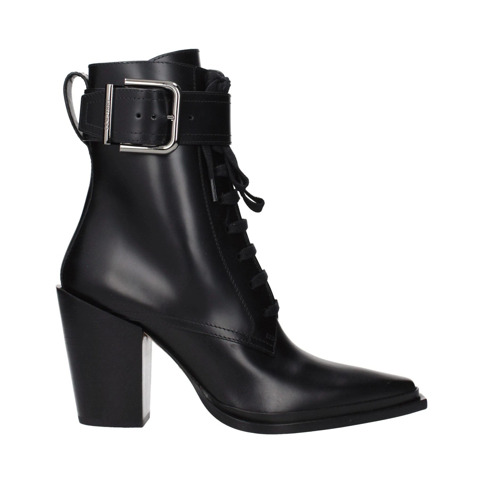 حذاء كاحل من الجلد الأسود