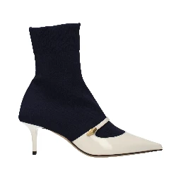 Blue Fabric Ankle Boots
