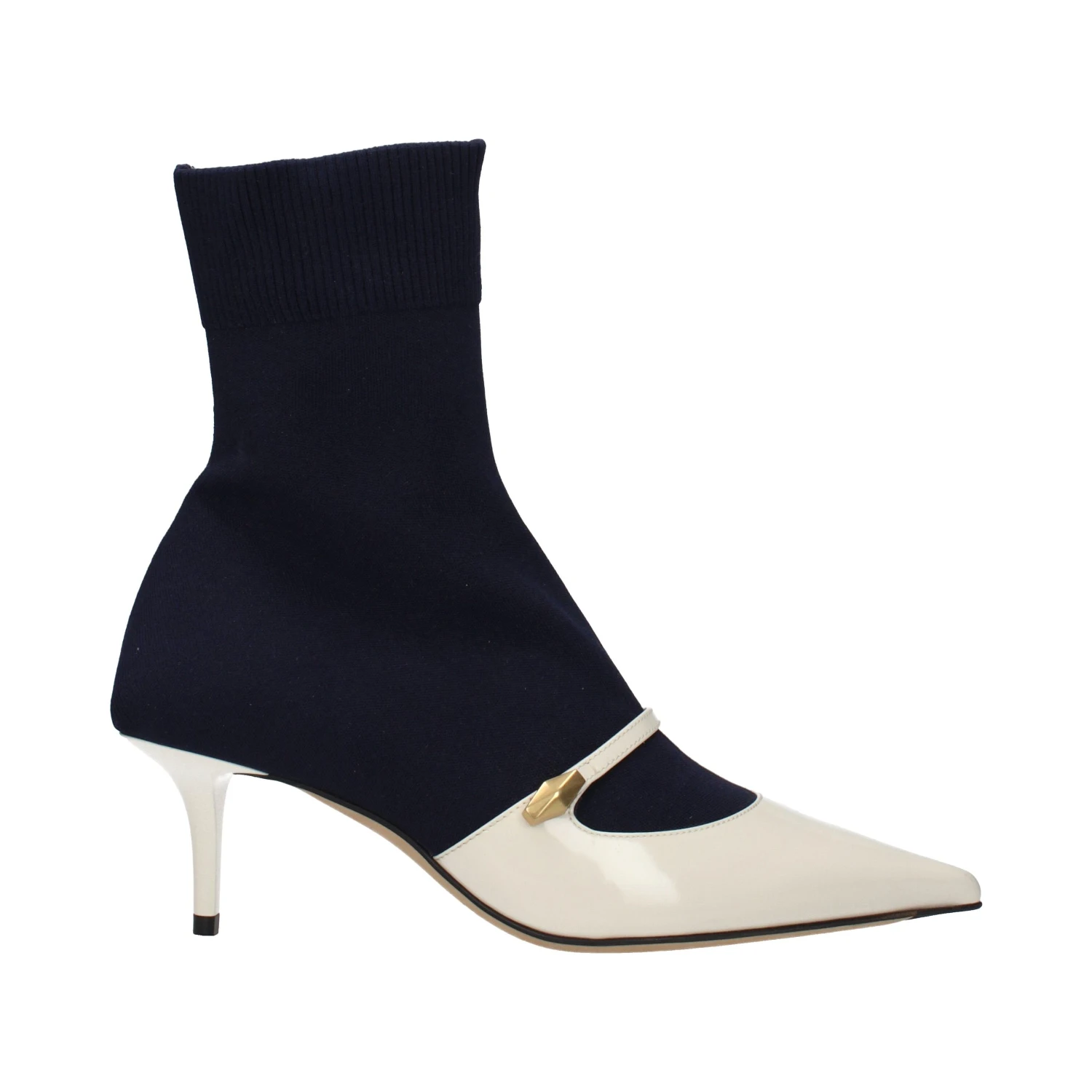 Blue Fabric Ankle Boots