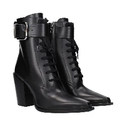 حذاء كاحل من الجلد الأسود