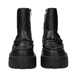 Black Leather Ankle Boots