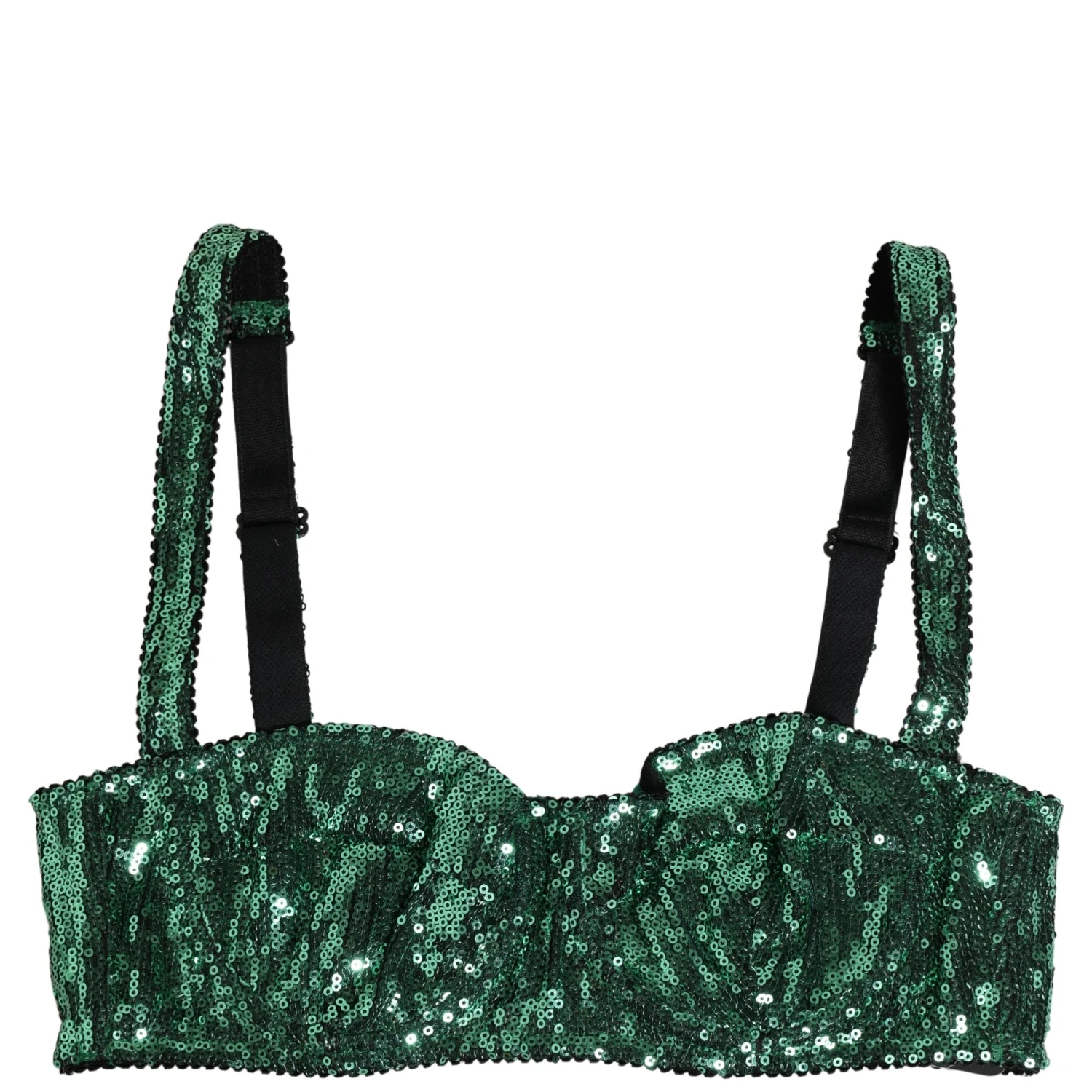 Green Sequined Nyon Balconnet Bra Underwear