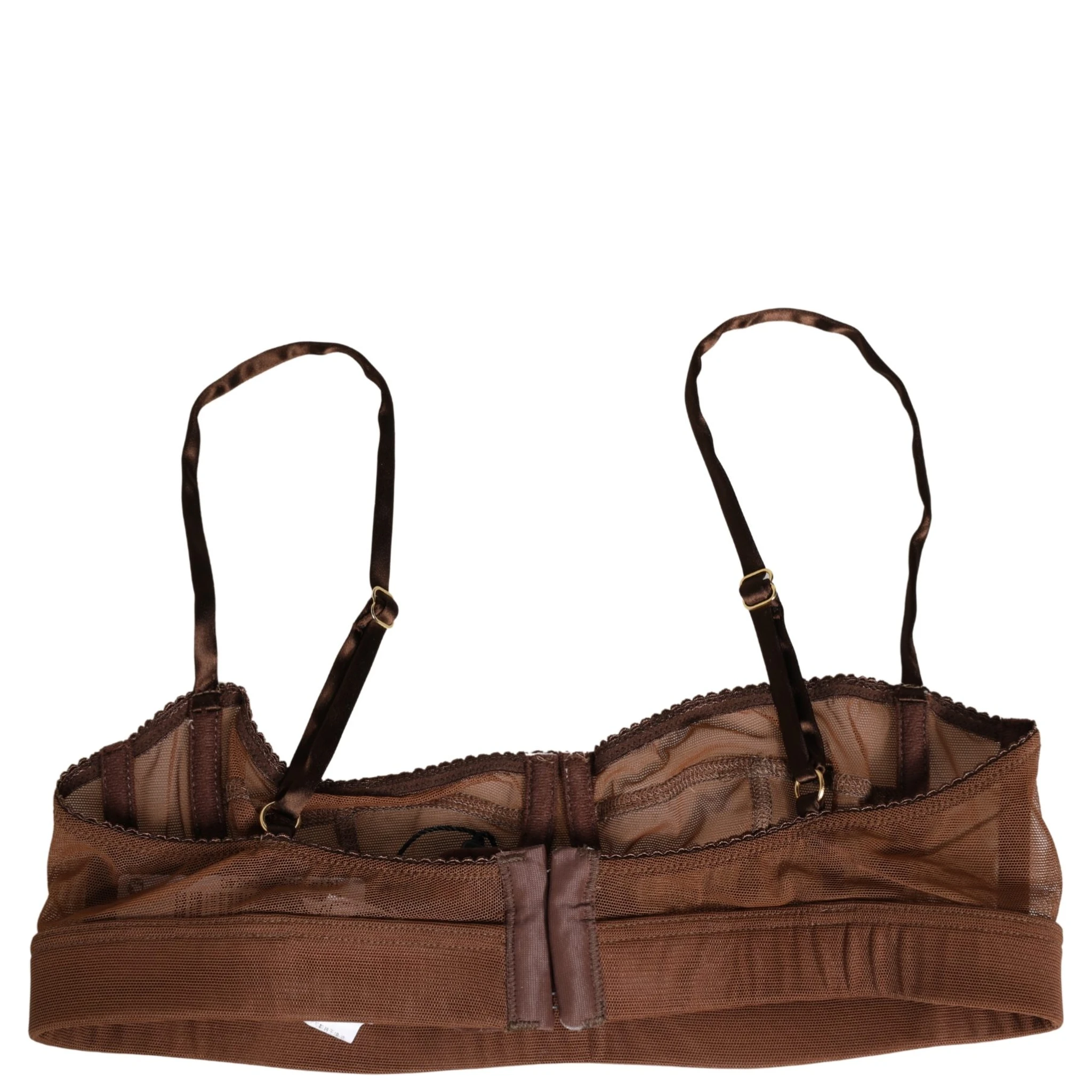 Brown DG Logo Nylon Mesh Balconette Bra Underwear