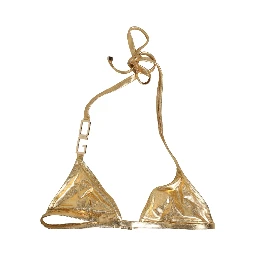 Gold-Tone Triangle Bikini Top DG Logo Swimwear