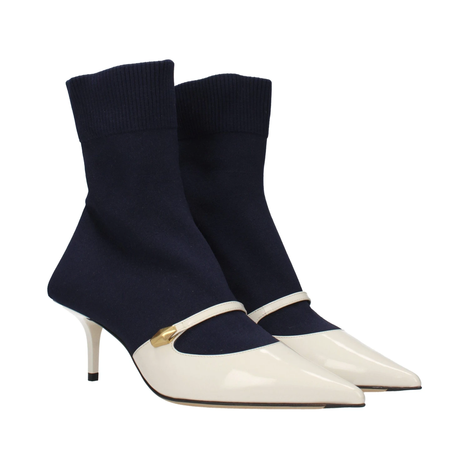 Blue Fabric Ankle Boots