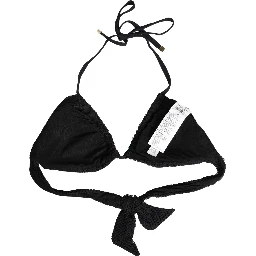 Black Padded Triangle Halter Bikini Top Swimwear
