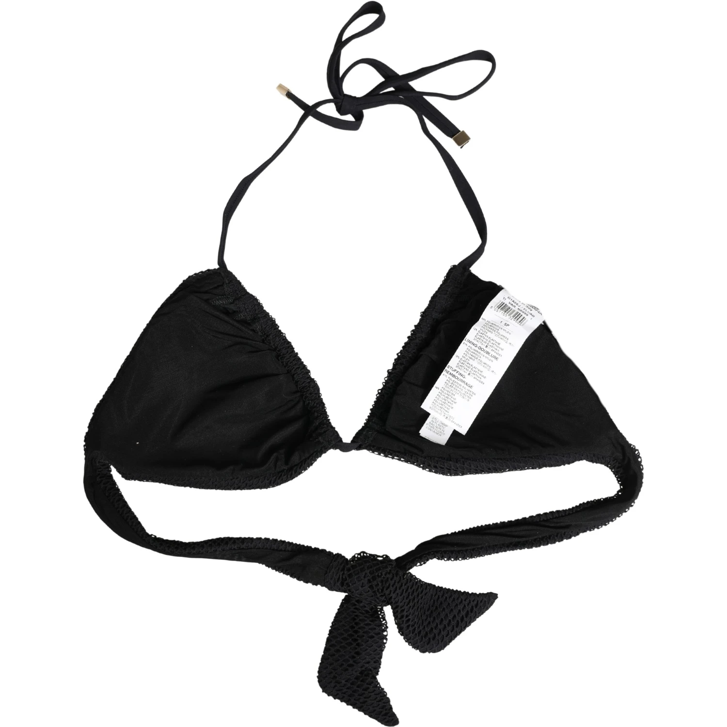Black Padded Triangle Halter Bikini Top Swimwear