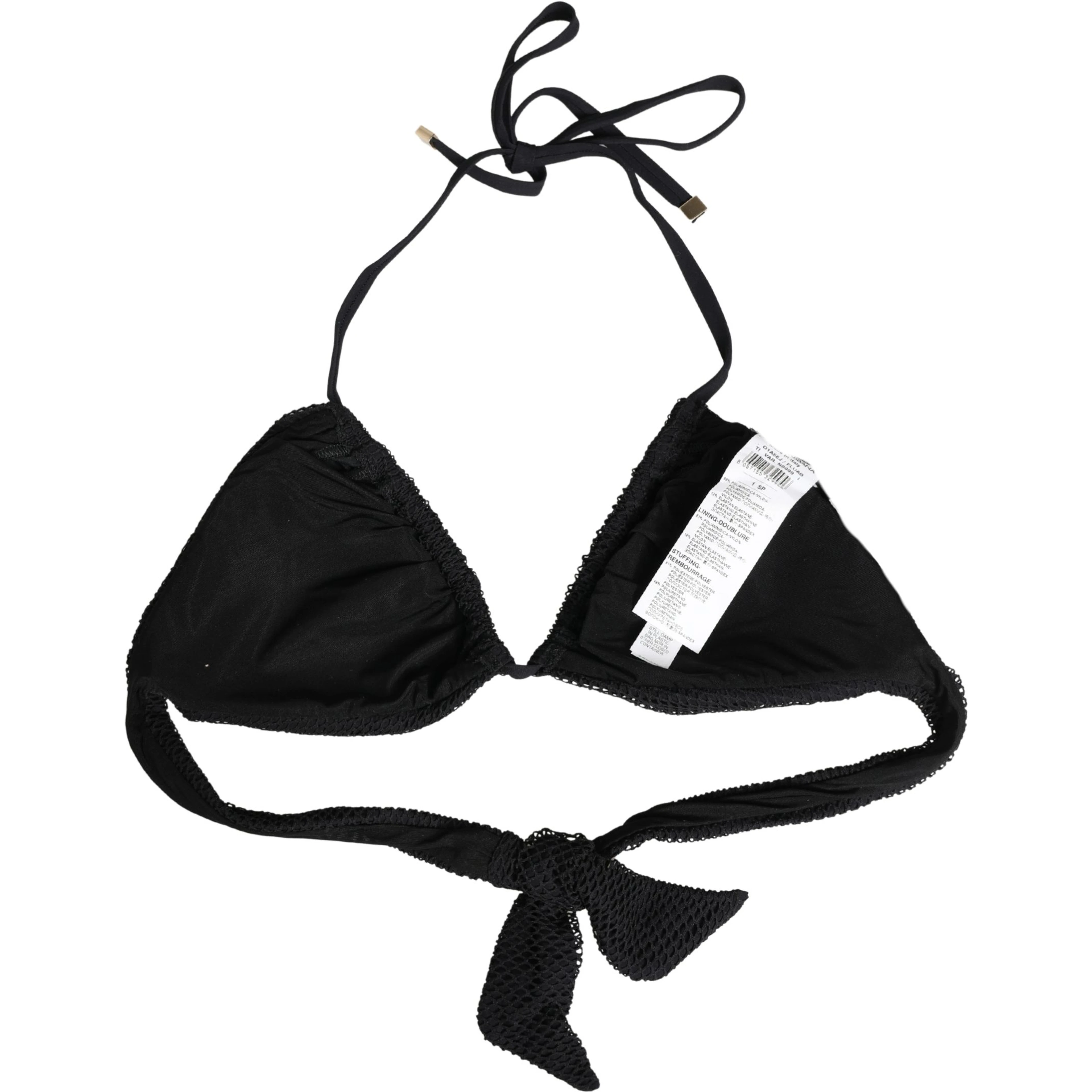 Black Padded Triangle Halter Bikini Top Swimwear