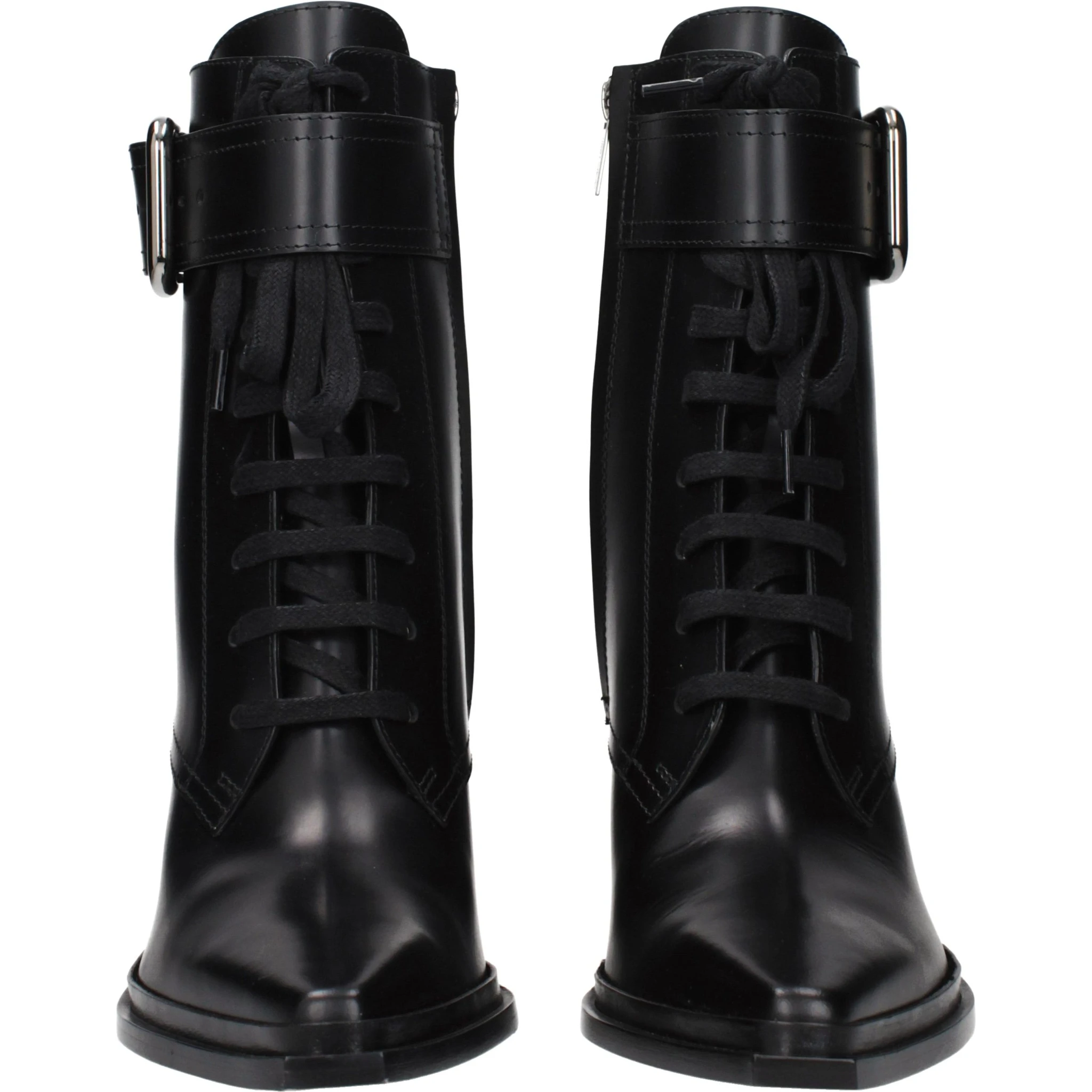 حذاء كاحل من الجلد الأسود