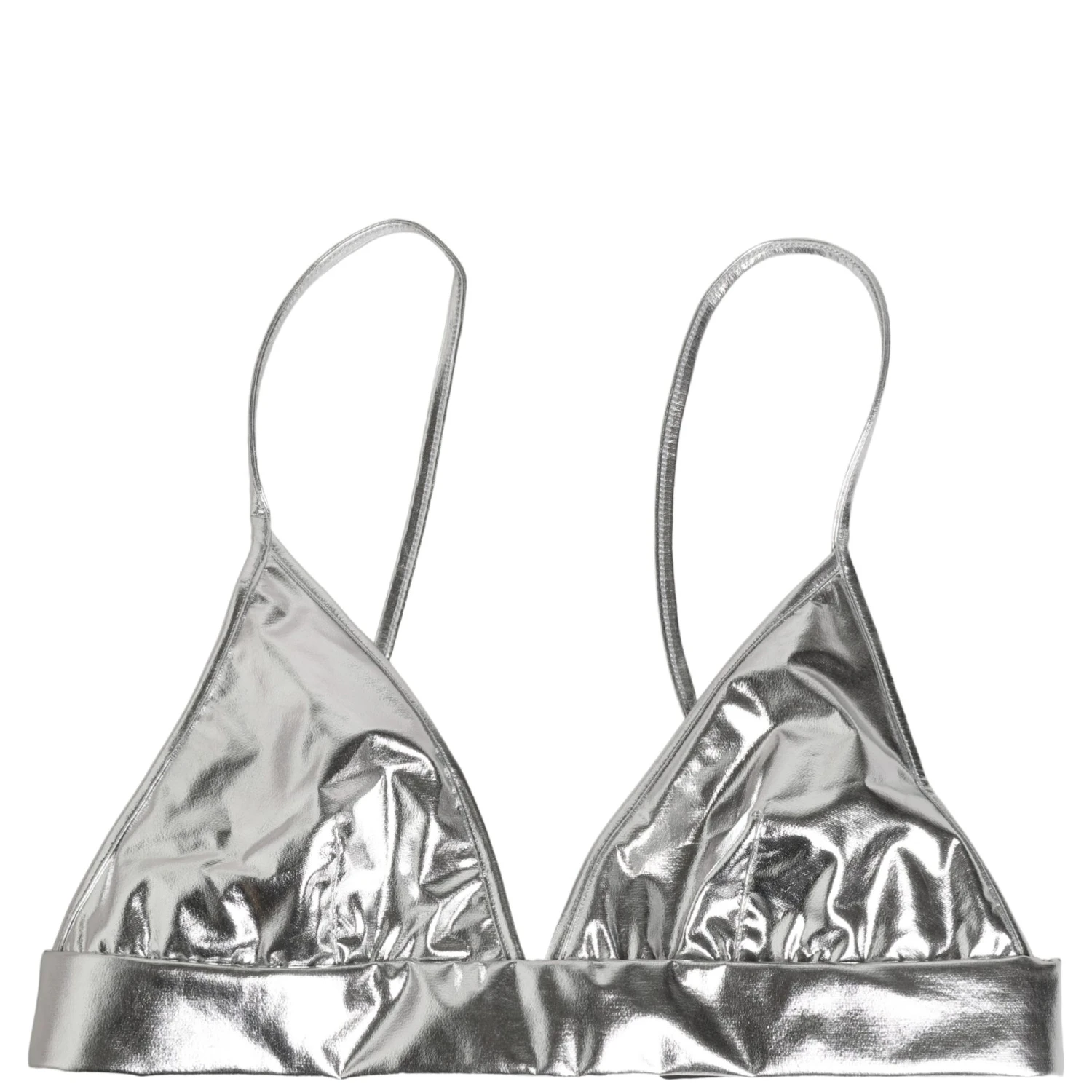 Metallic Silver Sleeveless Bustier Cropped Top