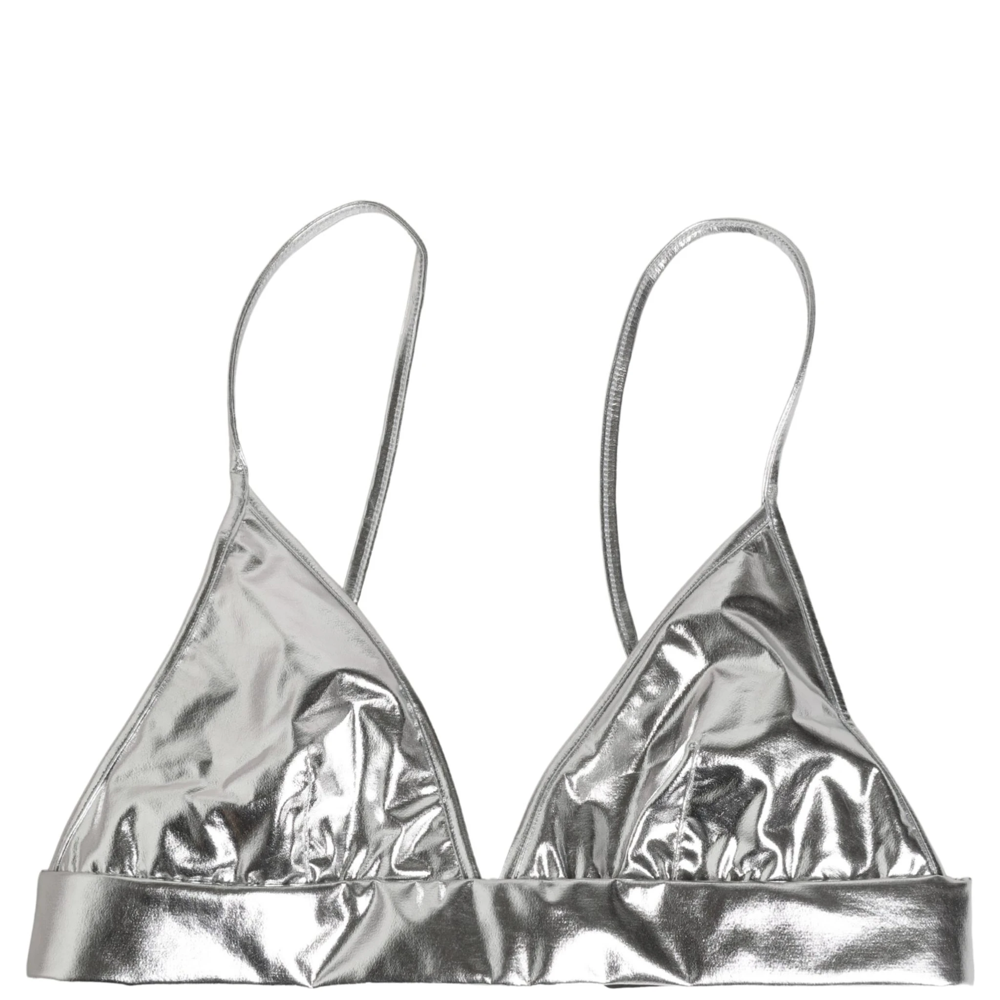 Metallic Silver Sleeveless Bustier Cropped Top