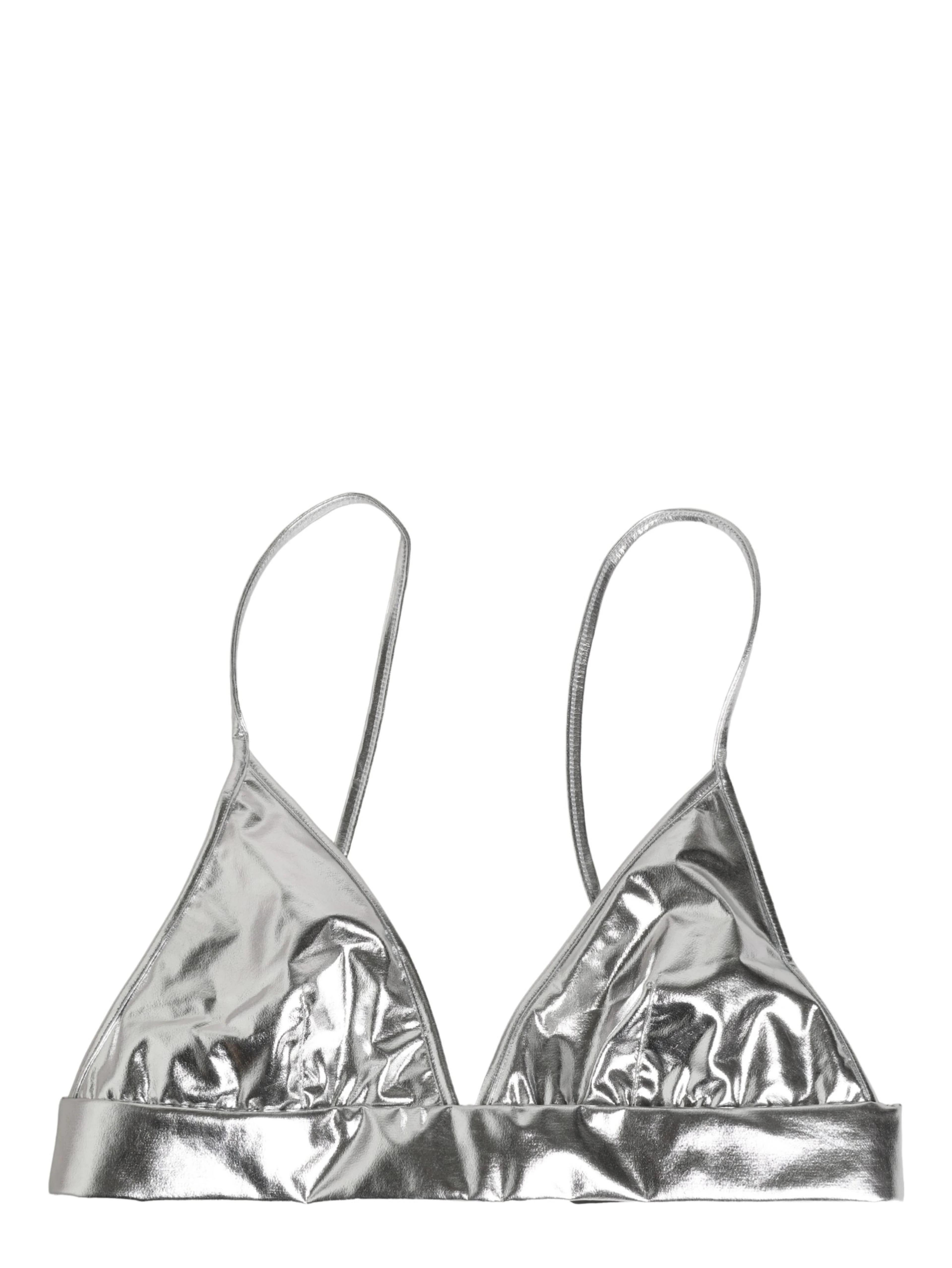 Metallic Silver Sleeveless Bustier Cropped Top