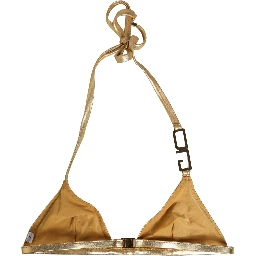Gold-Tone Triangle Bikini Top DG Logo Swimwear