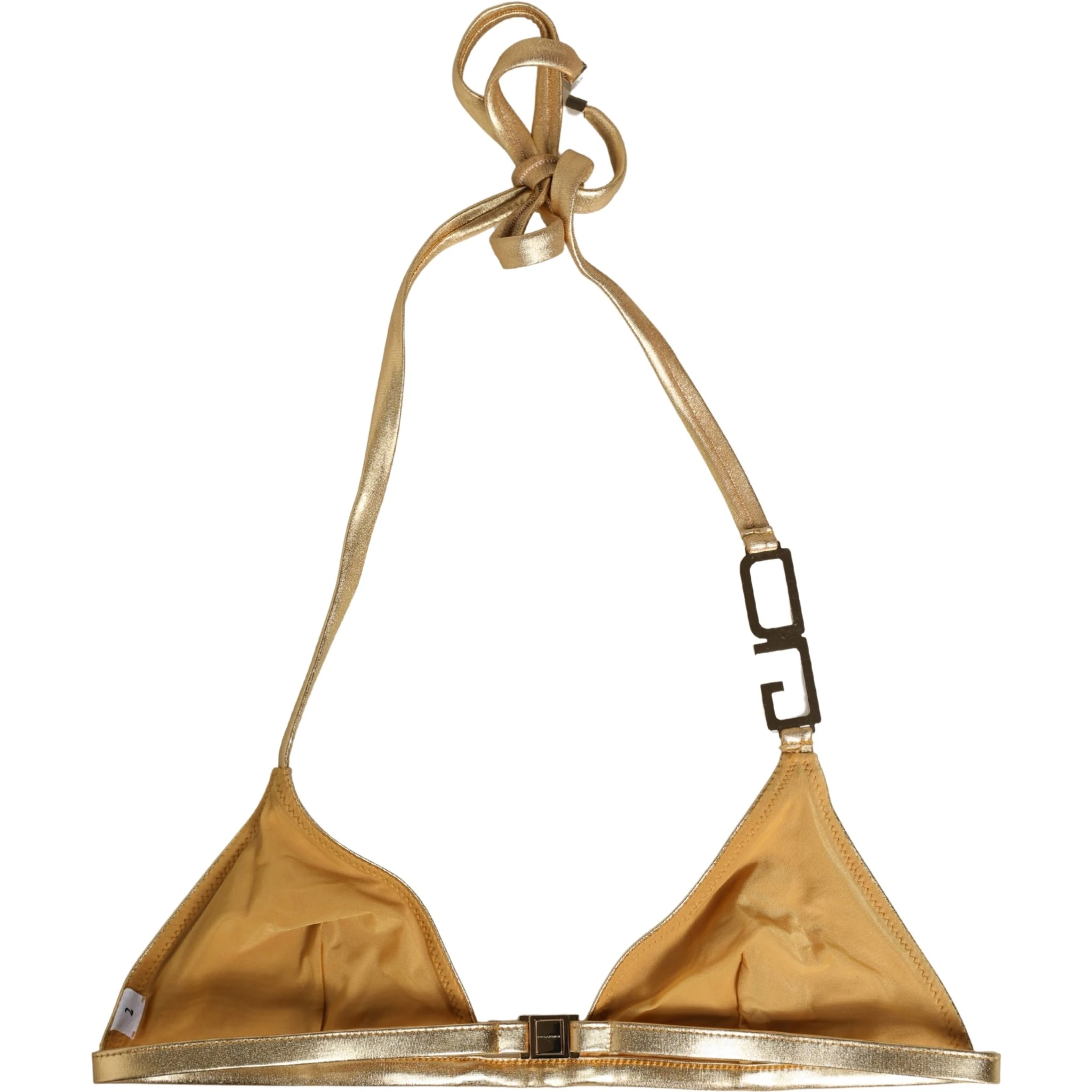 Gold-Tone Triangle Bikini Top DG Logo Swimwear