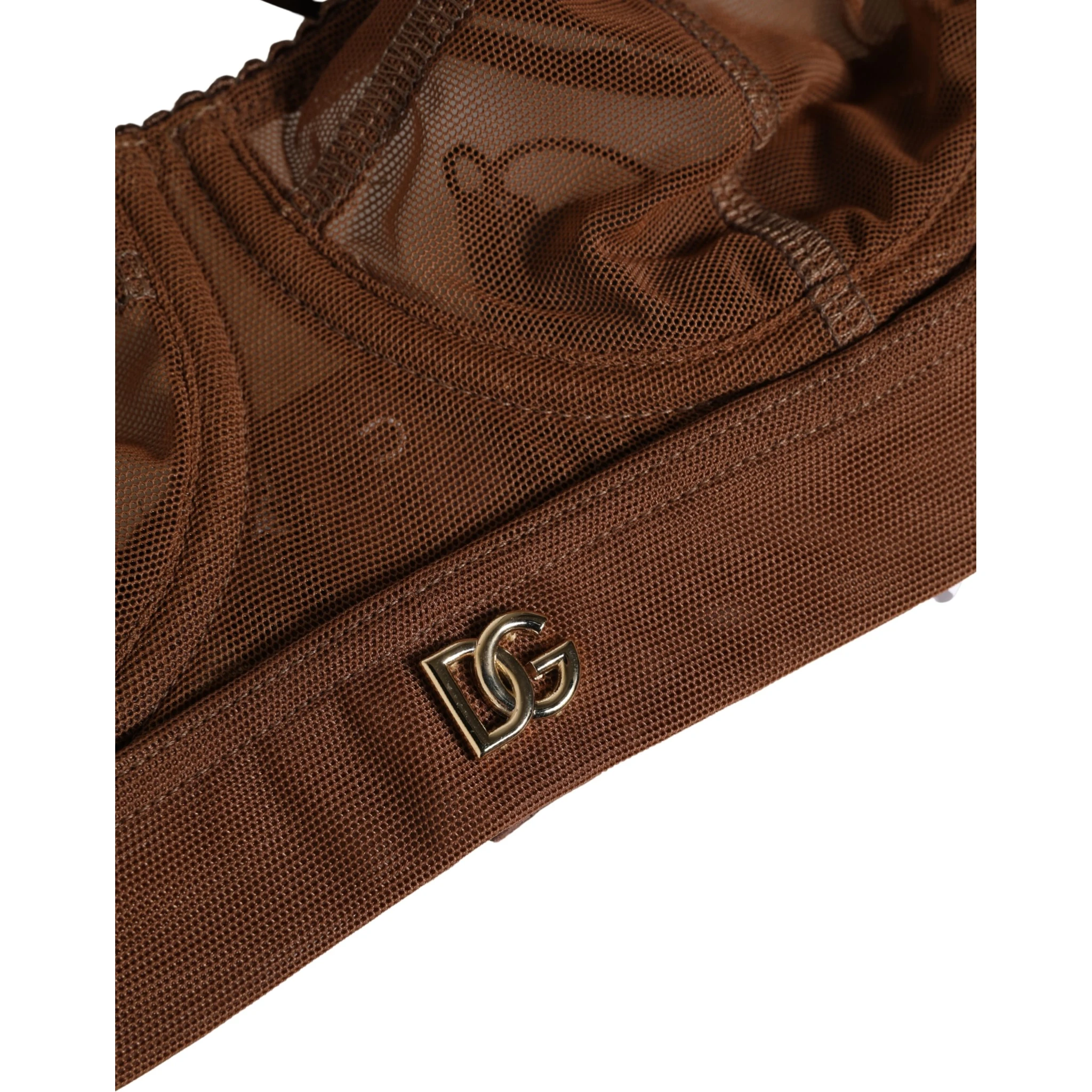 Brown DG Logo Nylon Mesh Balconette Bra Underwear