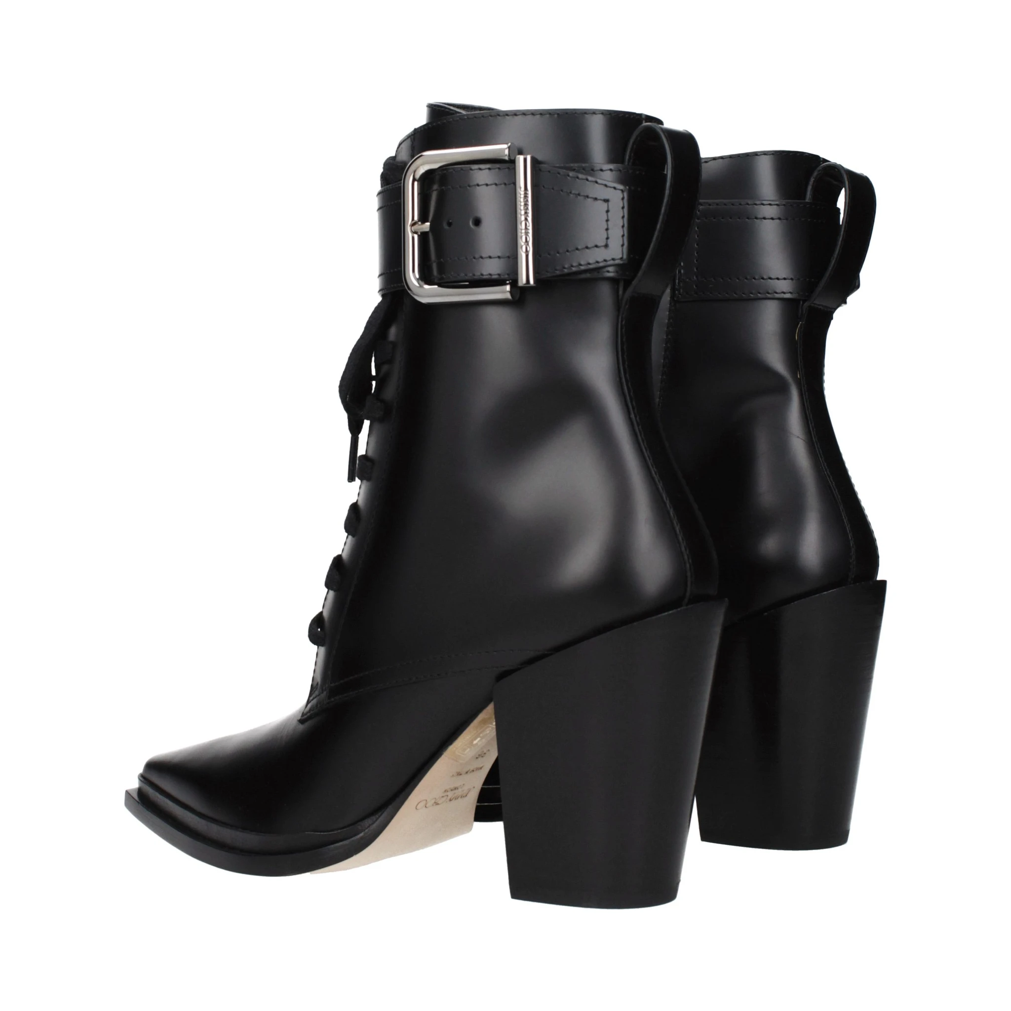 حذاء كاحل من الجلد الأسود