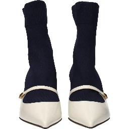 Blue Fabric Ankle Boots