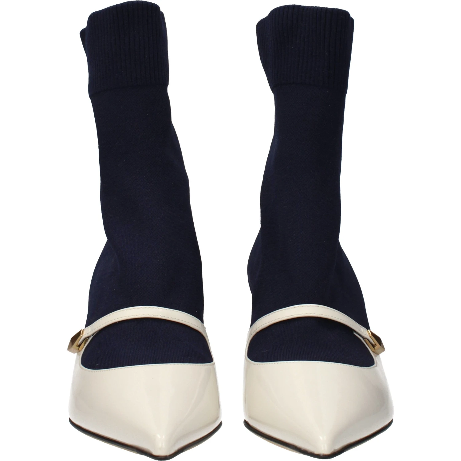 Blue Fabric Ankle Boots