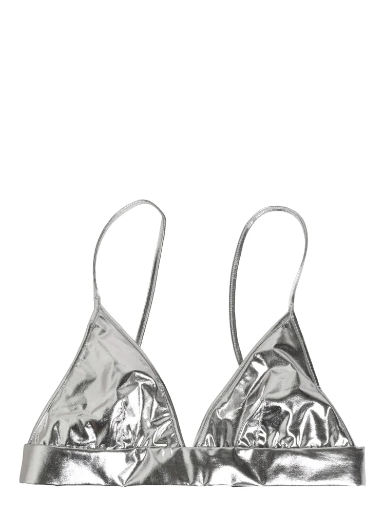 Metallic Silver Sleeveless Bustier Cropped Top alternative