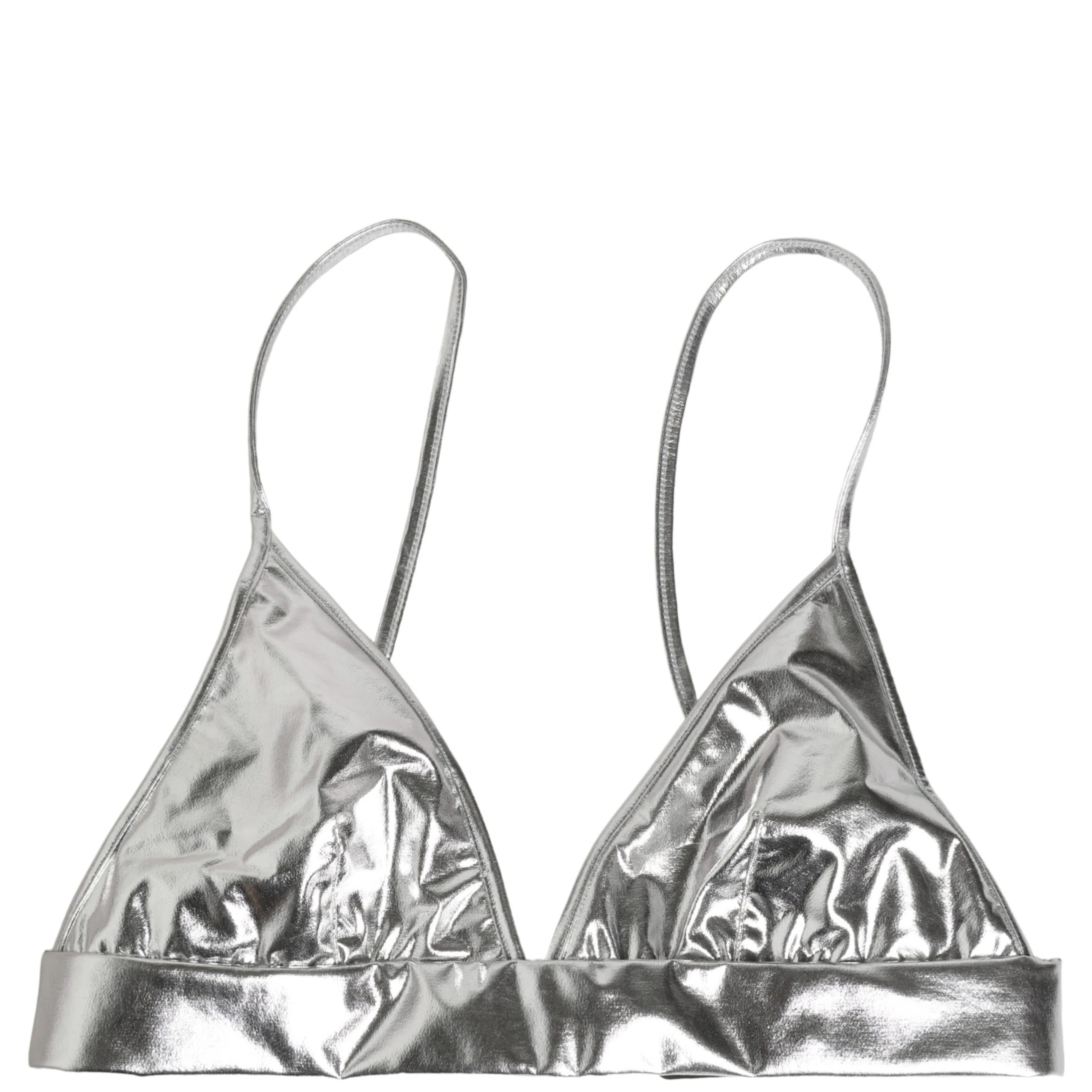Metallic Silver Sleeveless Bustier Cropped Top