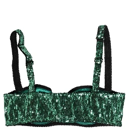 Green Sequined Nyon Balconnet Bra Underwear