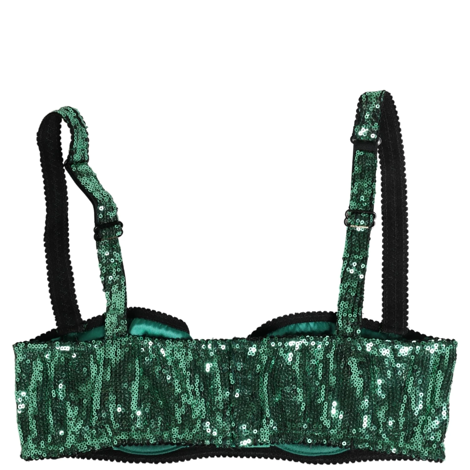 Green Sequined Nyon Balconnet Bra Underwear