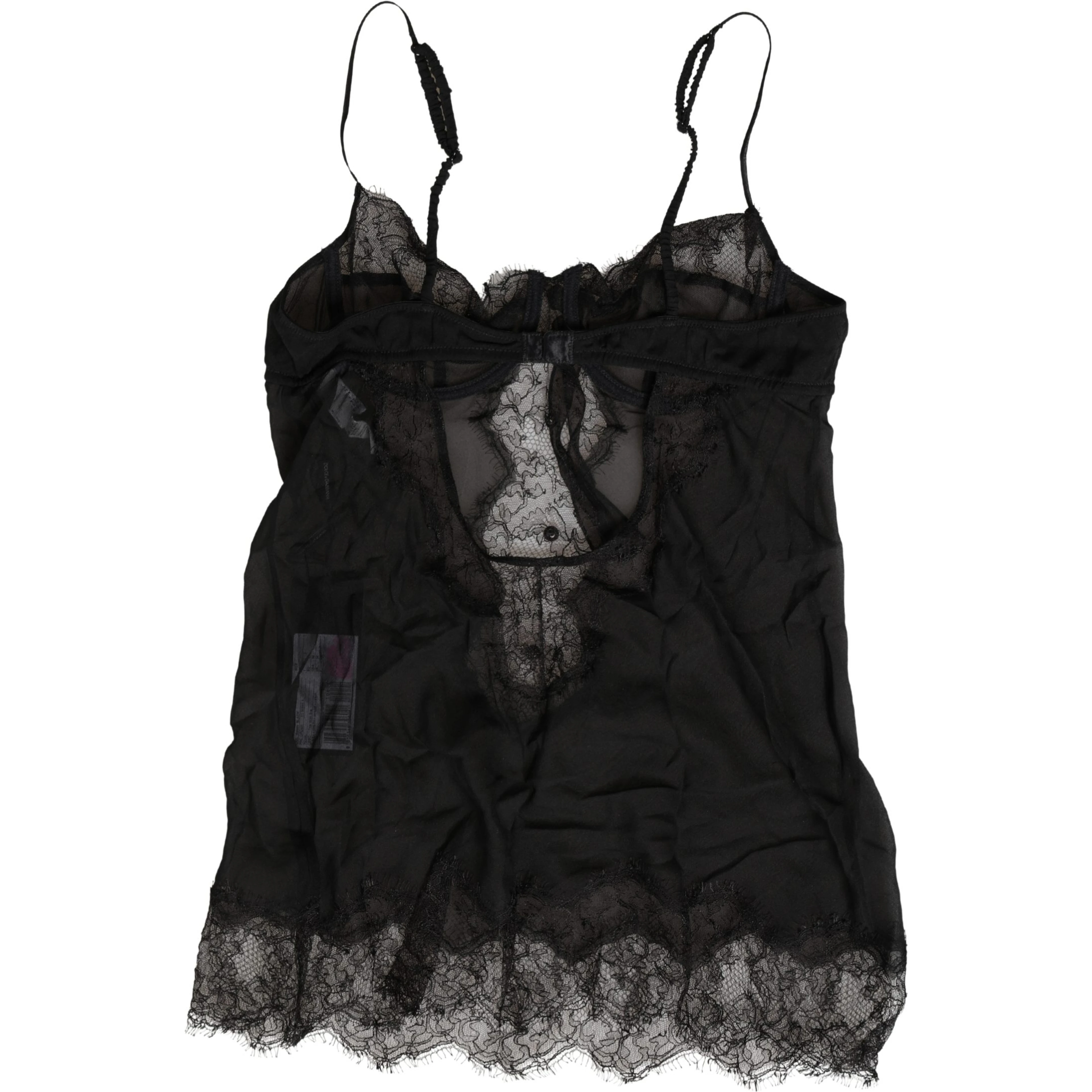 Black Silk Lace Lingerie Chemise Top Underwear