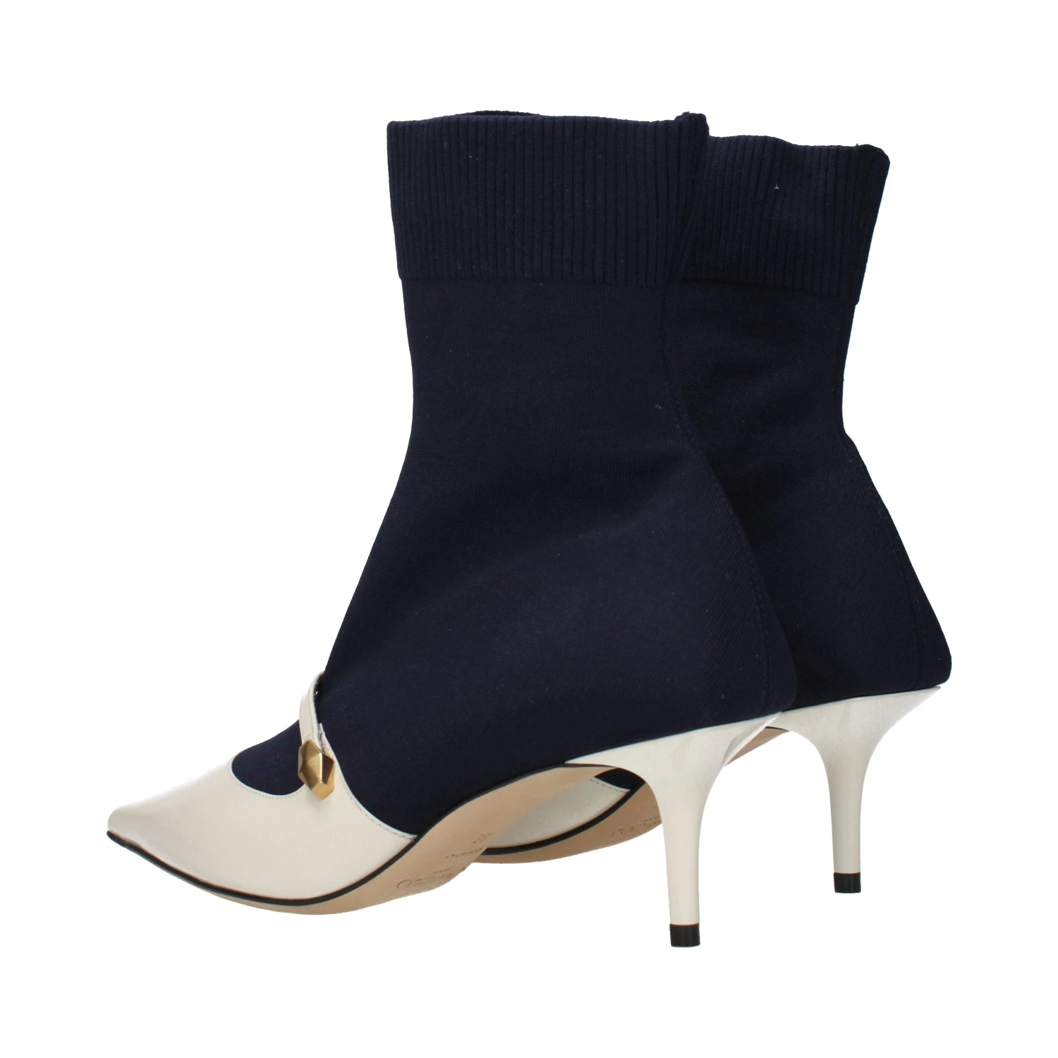 Blue Fabric Ankle Boots
