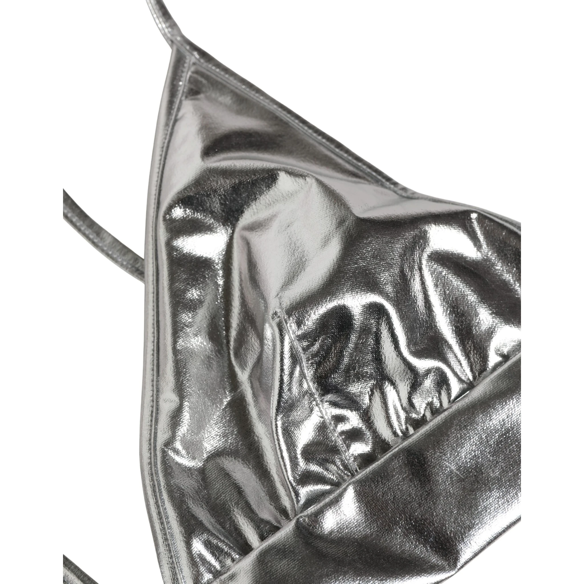 Metallic Silver Sleeveless Bustier Cropped Top
