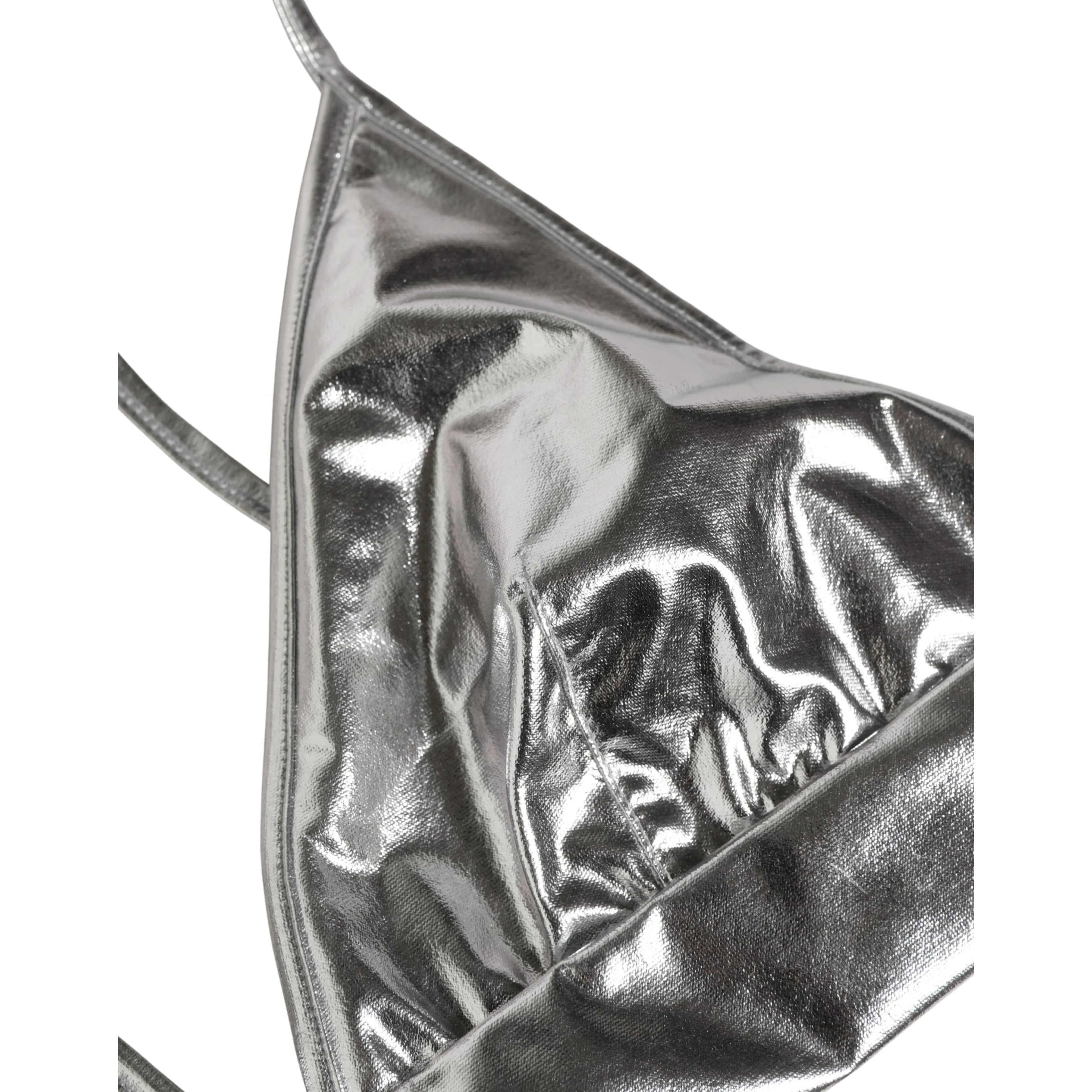 Metallic Silver Sleeveless Bustier Cropped Top