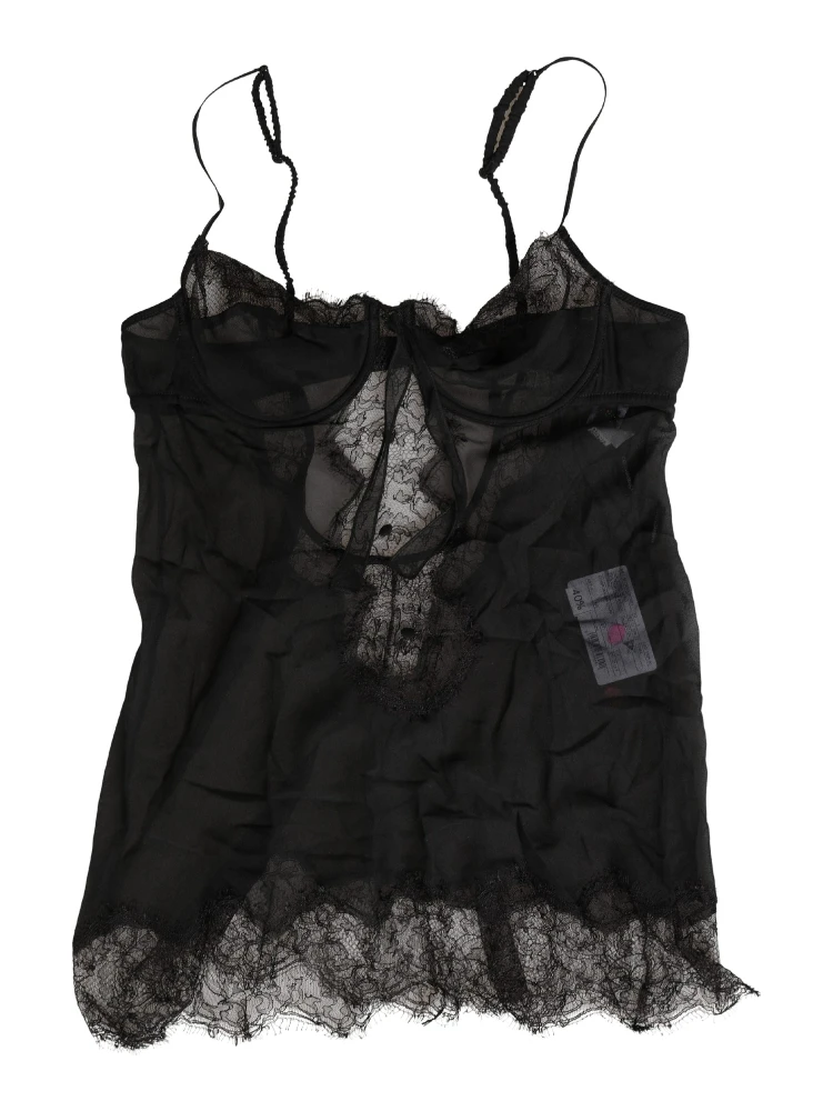 Black Silk Lace Lingerie Chemise Top Underwear alternative