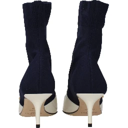 Blue Fabric Ankle Boots