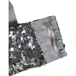 Silver Sequined Nyon Balconnet Bra Underwear