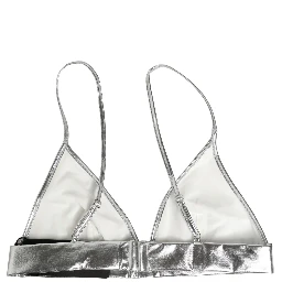 Metallic Silver Sleeveless Bustier Cropped Top