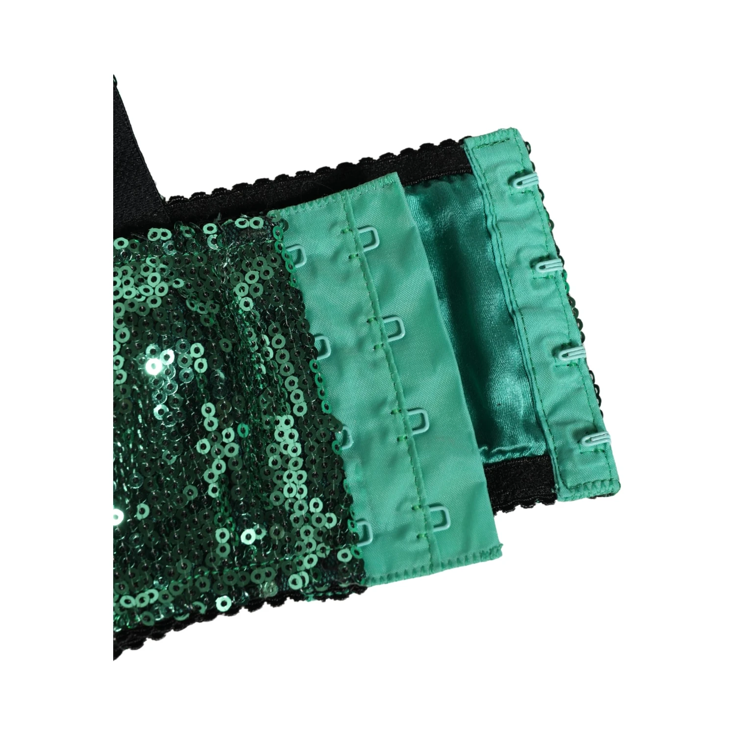 Green Sequined Nyon Balconnet Bra Underwear