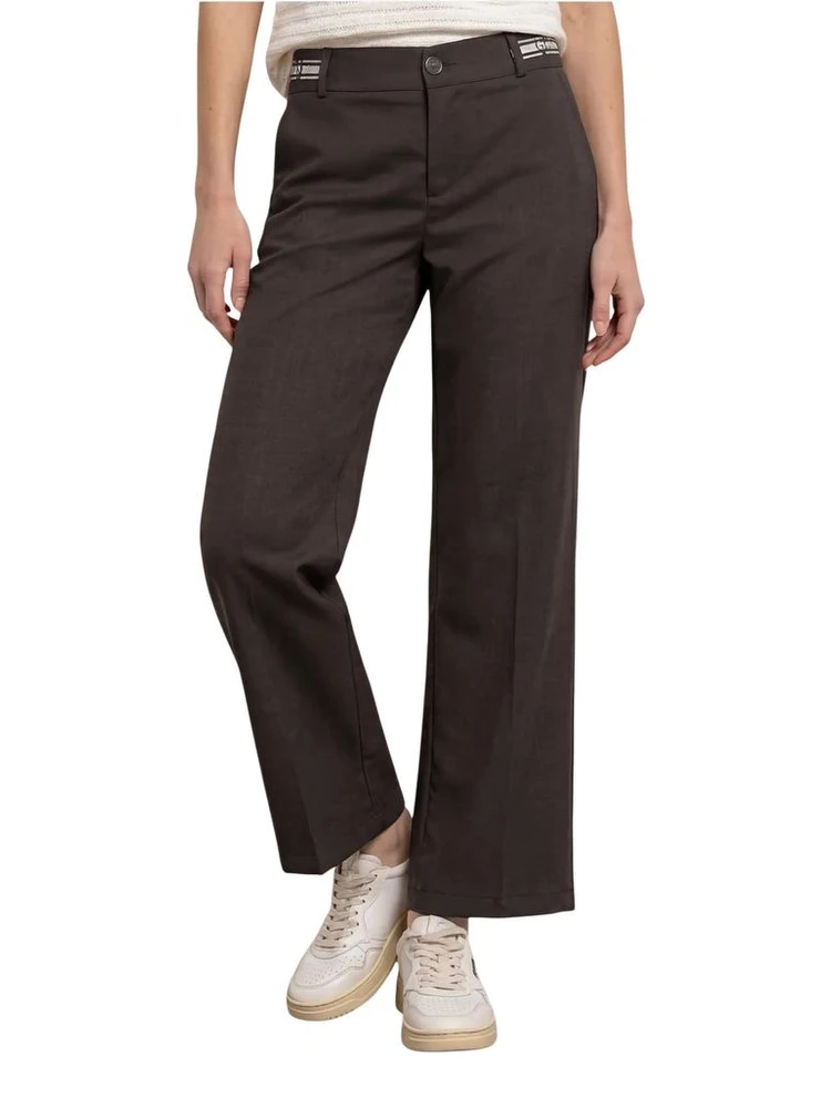 Brown Viscose Casual Pants