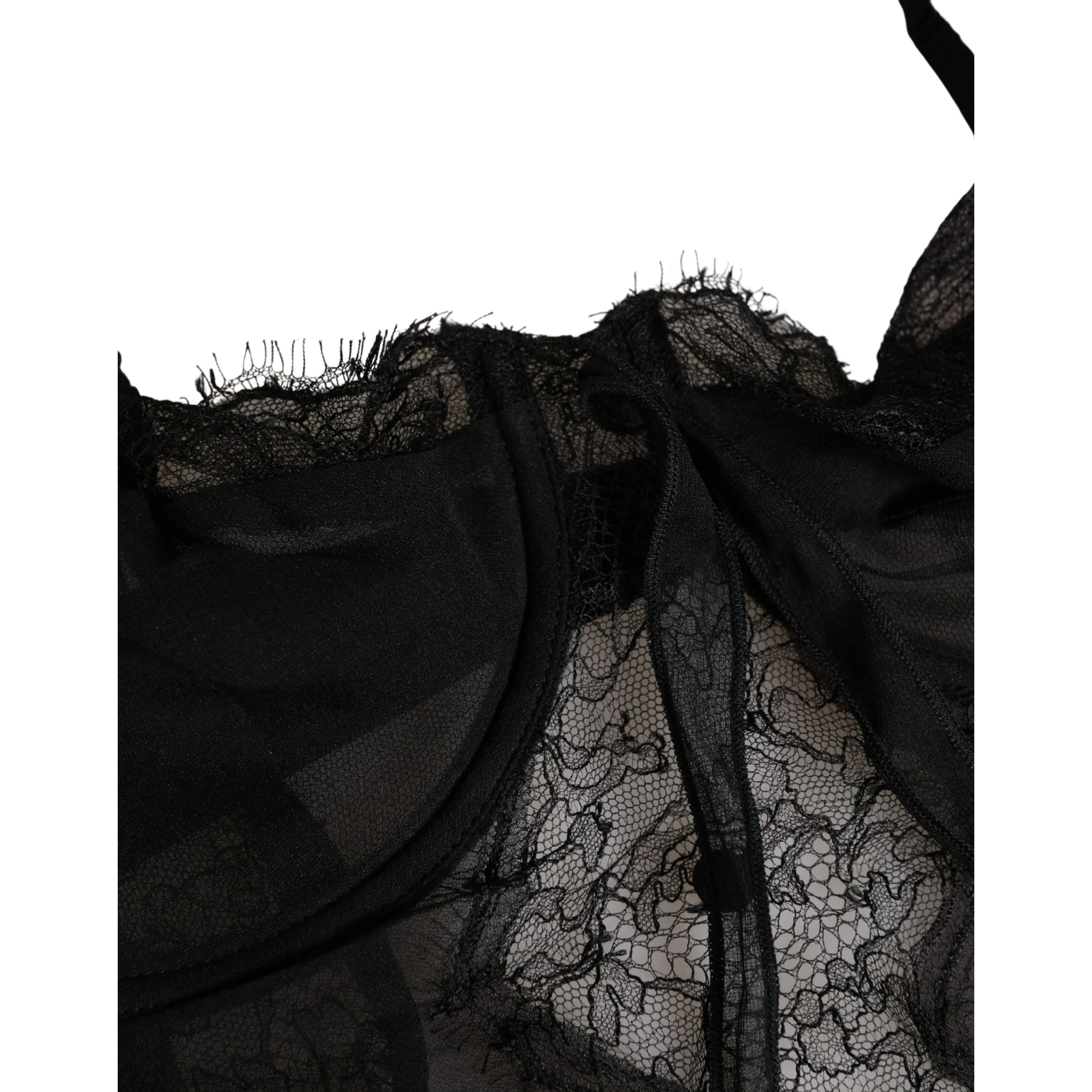Black Silk Lace Lingerie Chemise Top Underwear