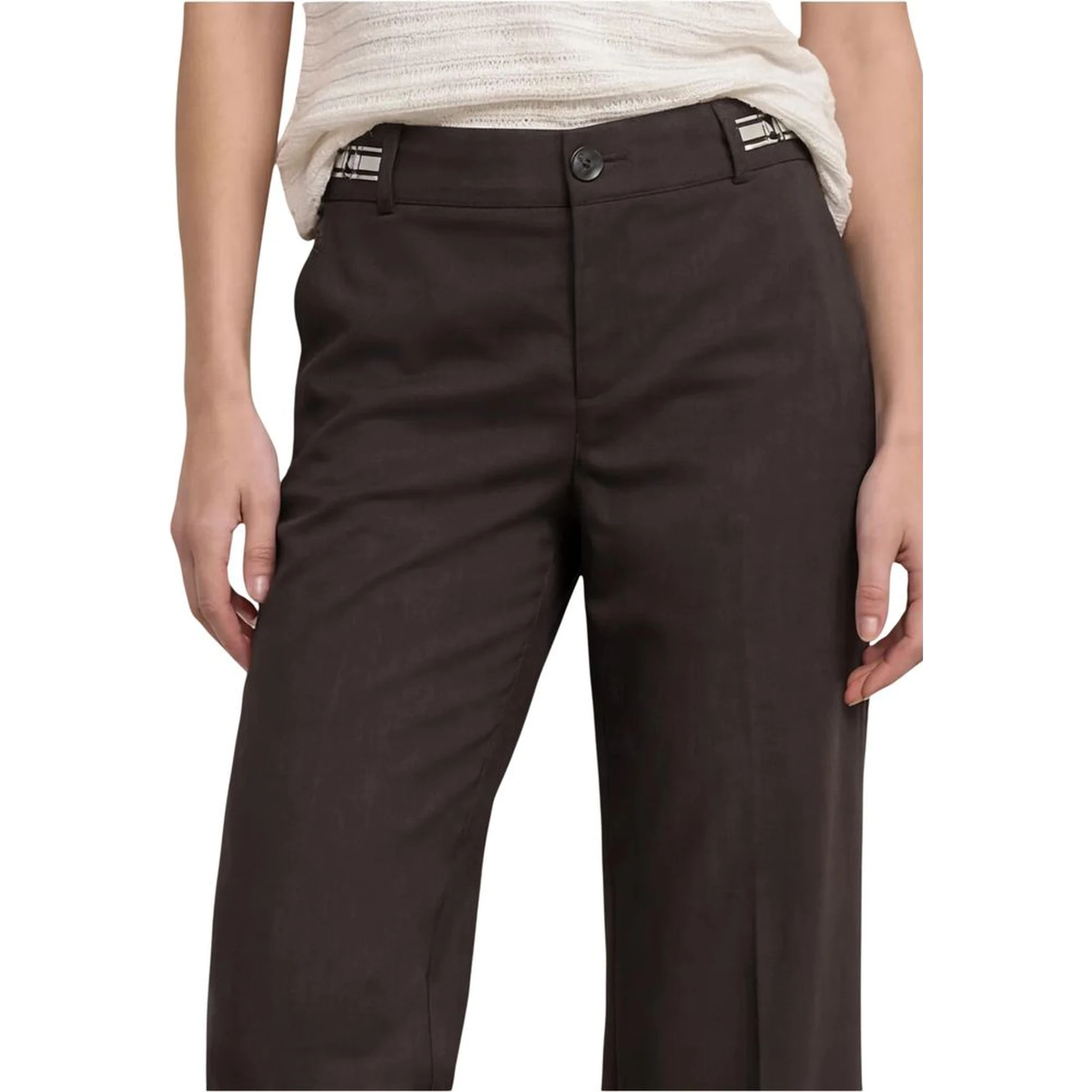 Brown Viscose Casual Pants