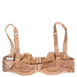 Beige Lace Mesh Underwire Balconnet Bra Underwear