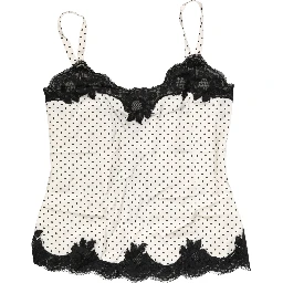 White Polka Dot Lace-Trimmed Camisole Top Underwear