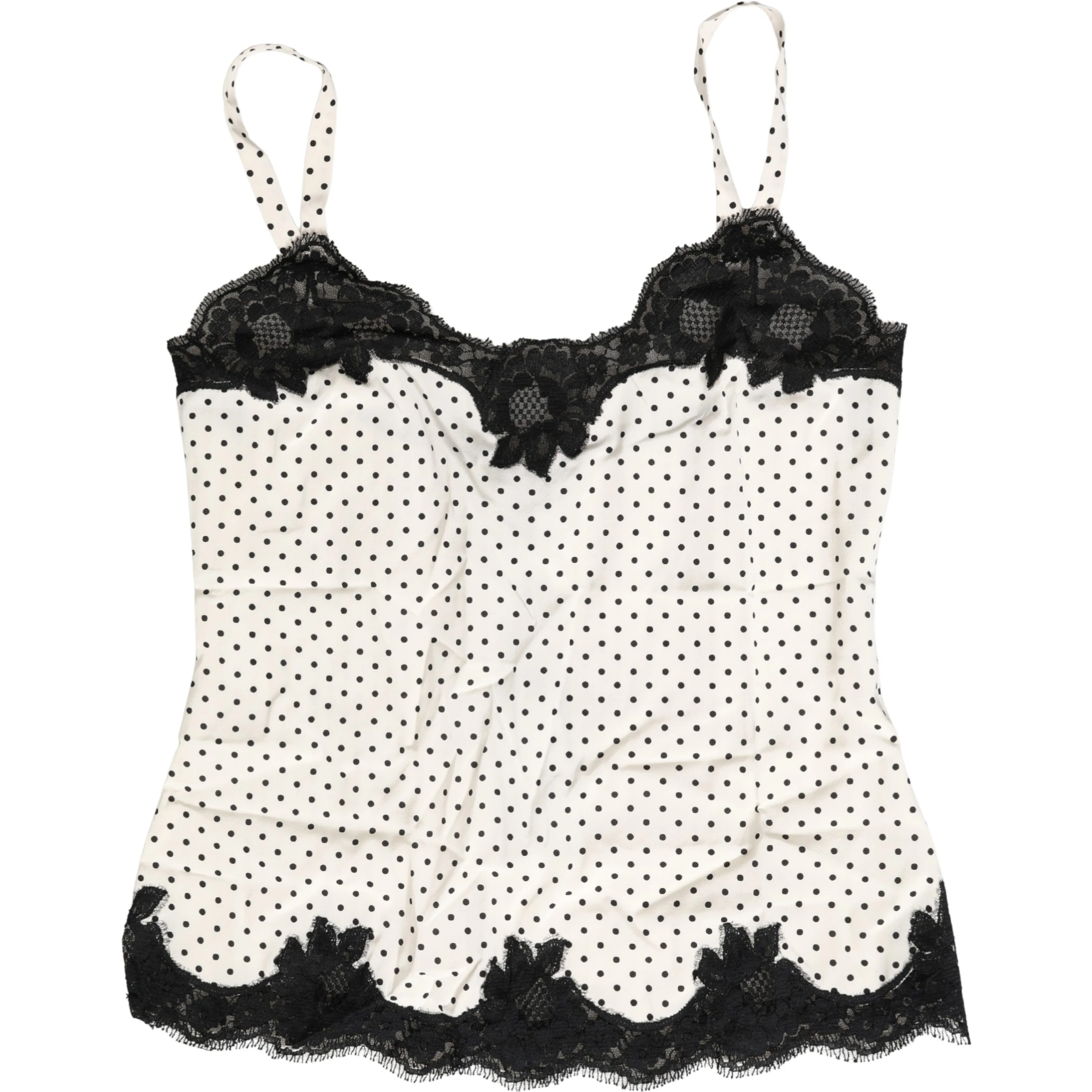 White Polka Dot Lace-Trimmed Camisole Top Underwear