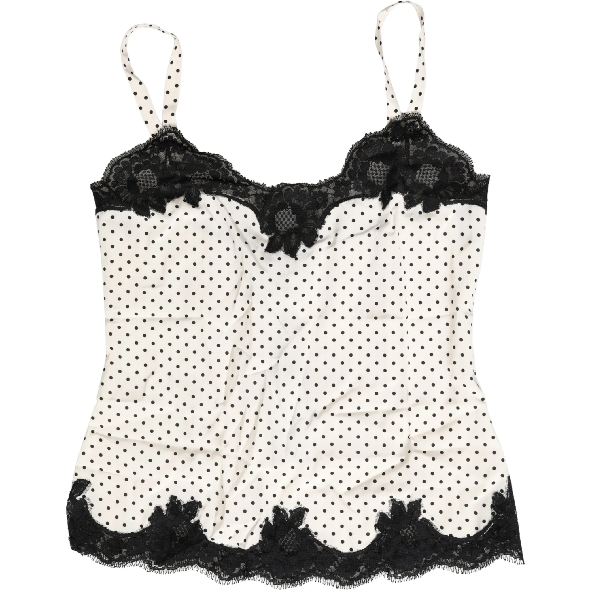 White Polka Dot Lace-Trimmed Camisole Top Underwear