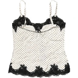 White Polka Dot Lace-Trimmed Camisole Top Underwear