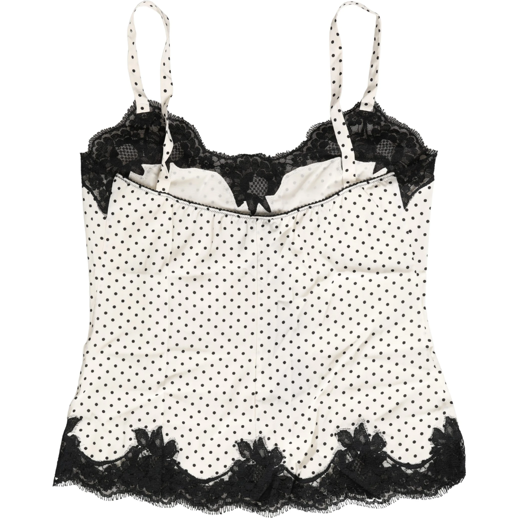 White Polka Dot Lace-Trimmed Camisole Top Underwear