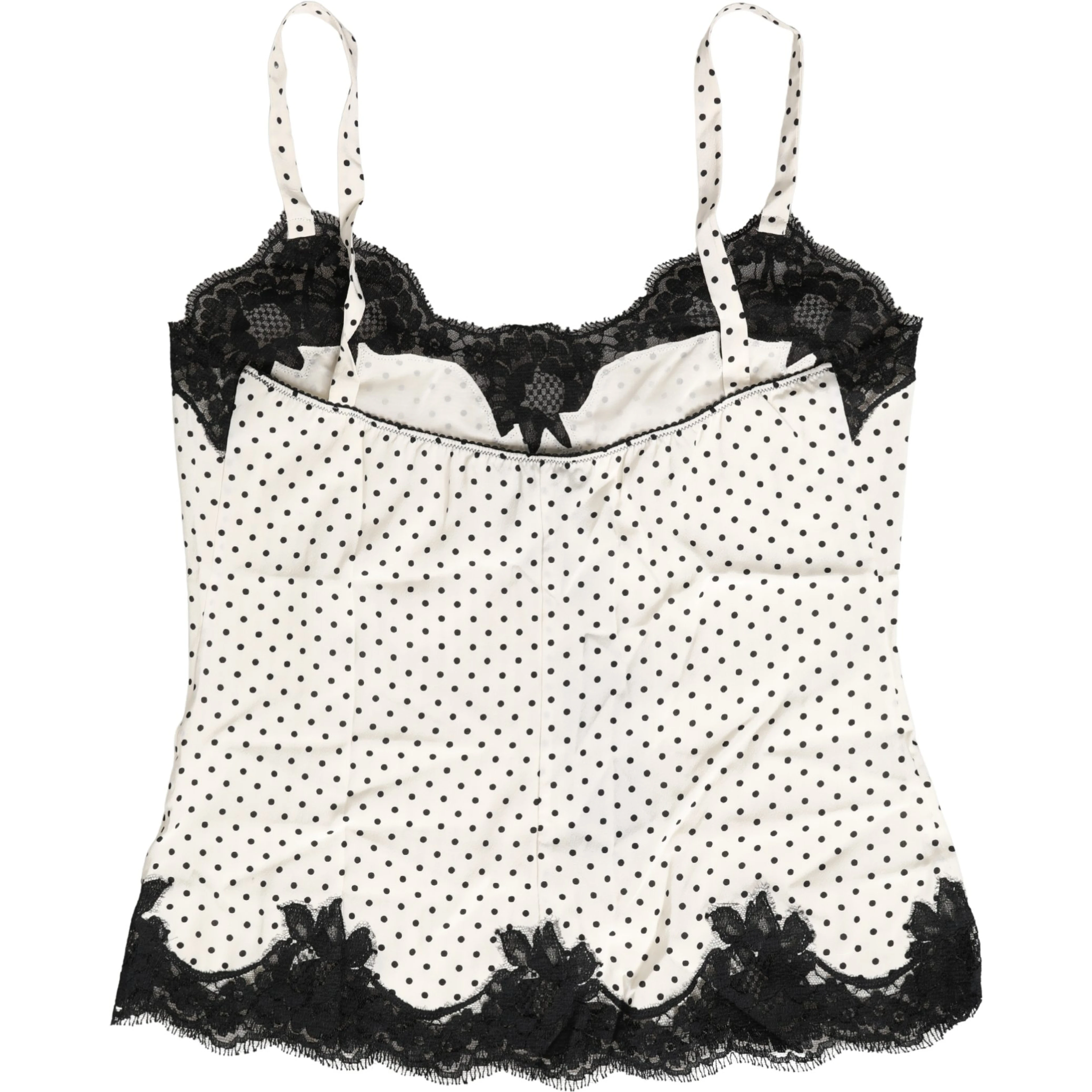 White Polka Dot Lace-Trimmed Camisole Top Underwear