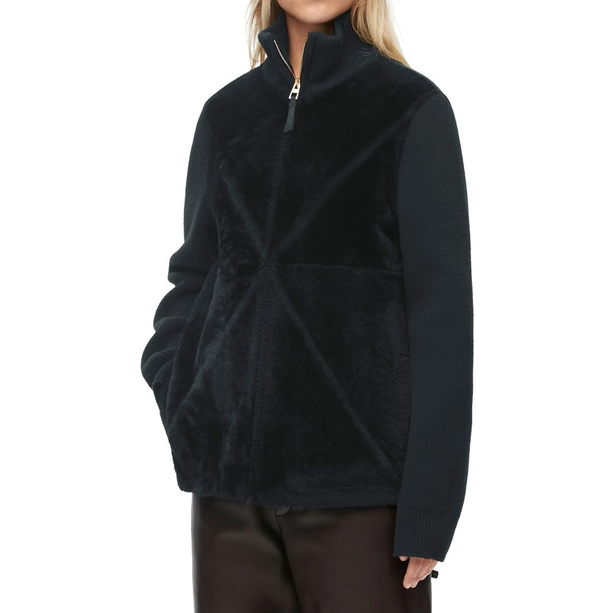 Black Lamb Fur Coat